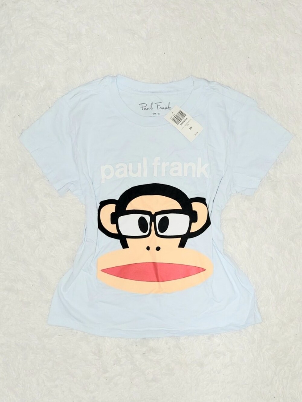 Hot Topic Paul Frank Glasses Baby Blue Crop Top Tee Women's US Small! ✨️ NWT